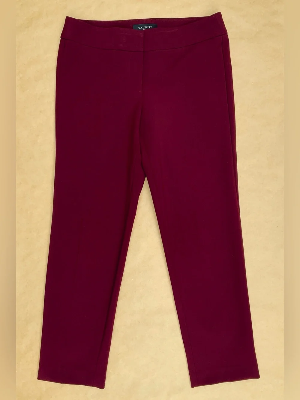 Talbots β Signature Straight Leg Ponte Pants Slacks Burgundy Mulberry 2 Petite - Picture 5 of 13